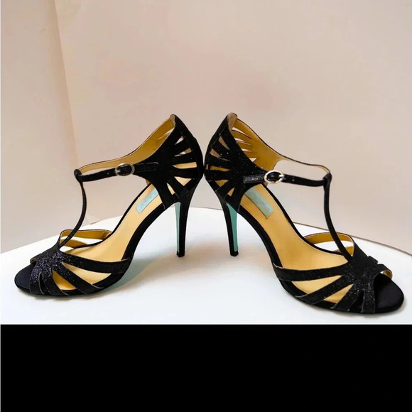 Betsey Johnson Glitter Black Heels size 8.5 Vintage Inspired 🙌🏻✨⏰💭🤝⌛️ - Picture 5 of 16